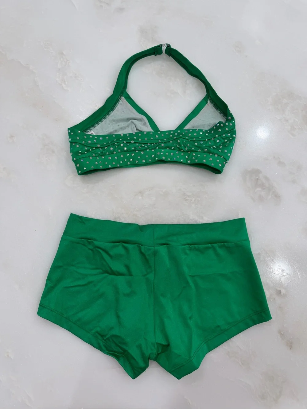 Kelly Green Dallaswear Rhinestone Top & Short NFL NBA Dance Audition Set